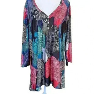 Simply Aster Cat Print Tunic Dress Size 2X